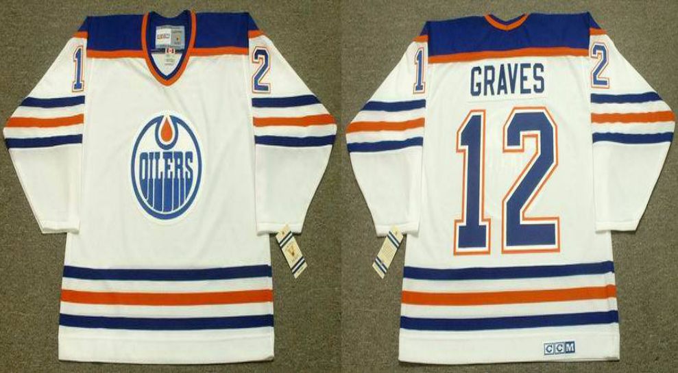 2019 Men Edmonton Oilers 12 Graves White CCM NHL jerseys